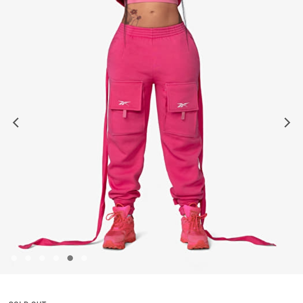 CardiB Reebok Pink Track Pants with Elastic Cuffs
